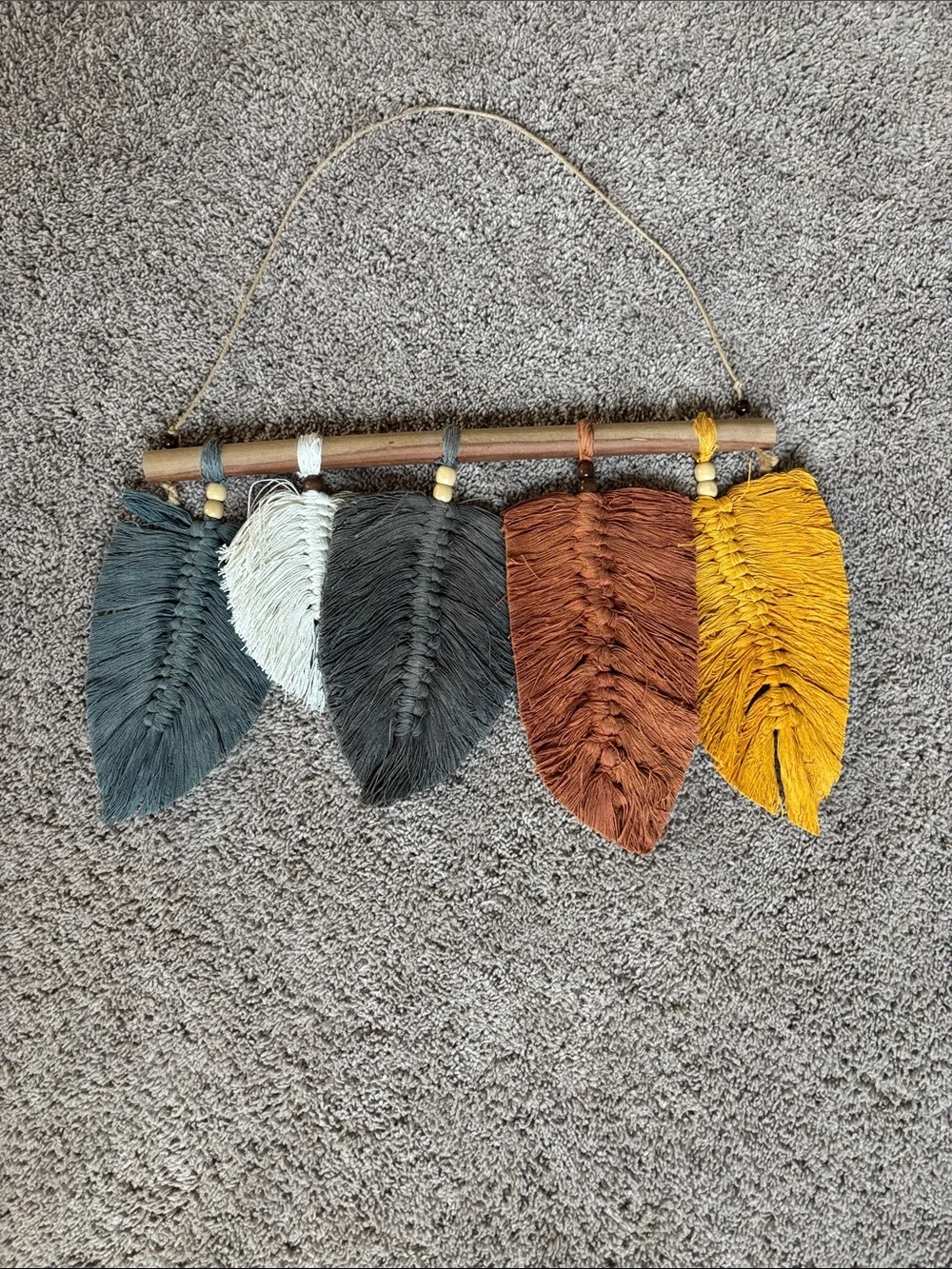 Boho Macrame Feather Wall Hanging - Multi Color